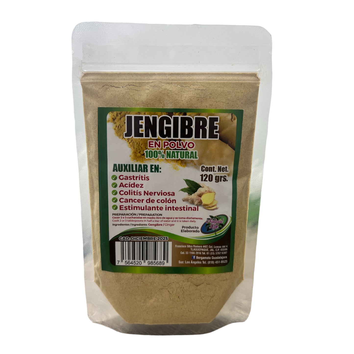 Polvo de Jengibre 100% Natural 120 g Natural Life
