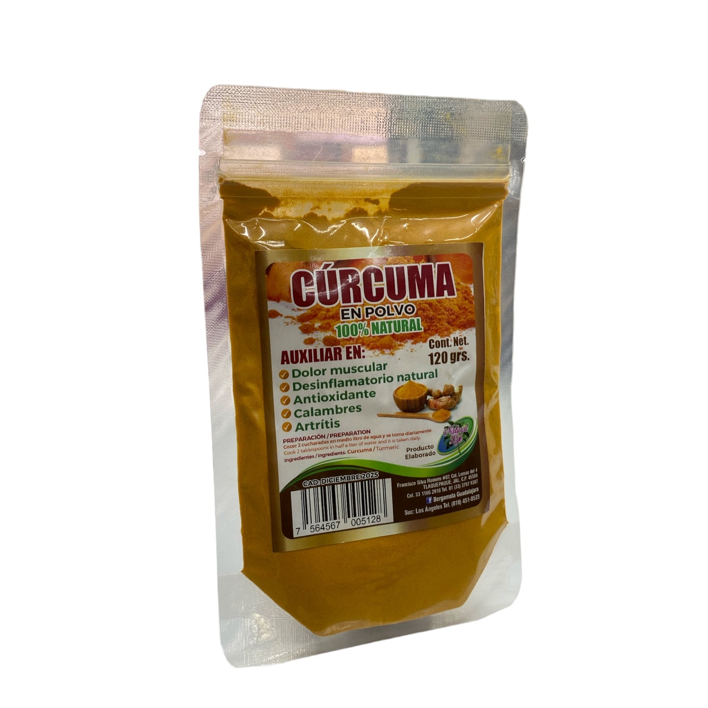 Polvo de cúrcuma 100% Natural 120 g Natural Life