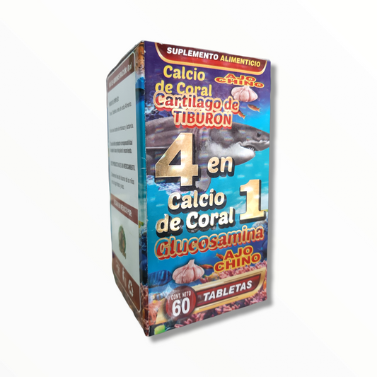 calcio de coral 4 en 1 ajo chino 60 tabletas the king