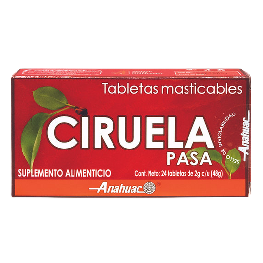 ciruela pasa suplemento alimenticio 24 tabletas 2 g anahuac