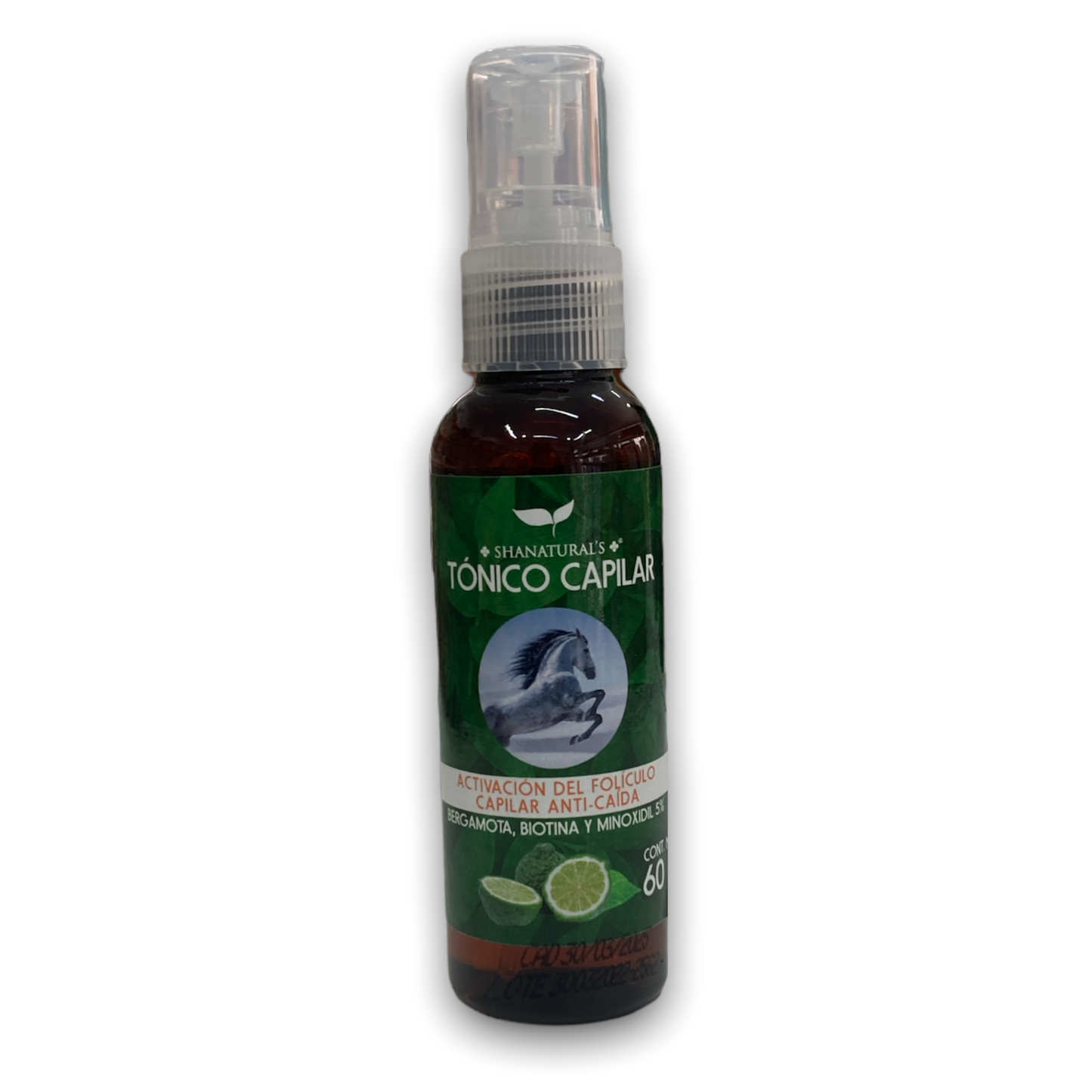TONICO CAPILAR MINOXIDIL 5% , BERGAMOTA , BIOTINA C/60 ML SHANATURAL'S