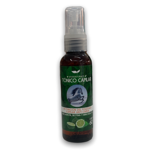 TONICO CAPILAR MINOXIDIL 5% , BERGAMOTA , BIOTINA C/60 ML SHANATURAL'S