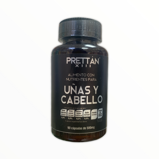 suplemento alimenticio uñas y cabello 90 cápsulas 500 mg prettan