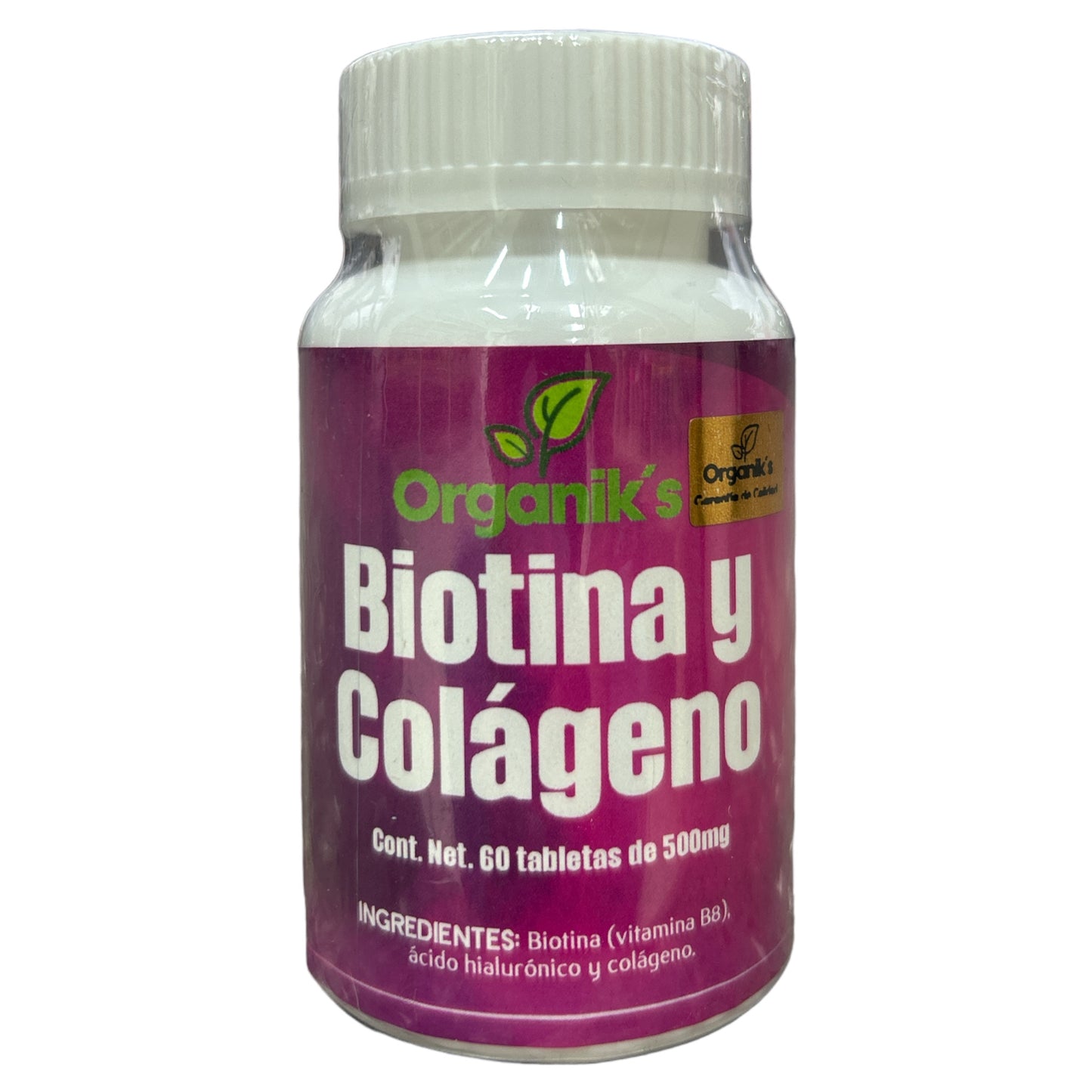 Biotina y Colágeno 60 tabletas Organik's