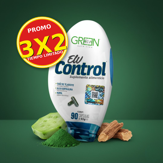 Elv Control 90 Capsules Nopal Tejocote Spirulina Green Elv Nutrition