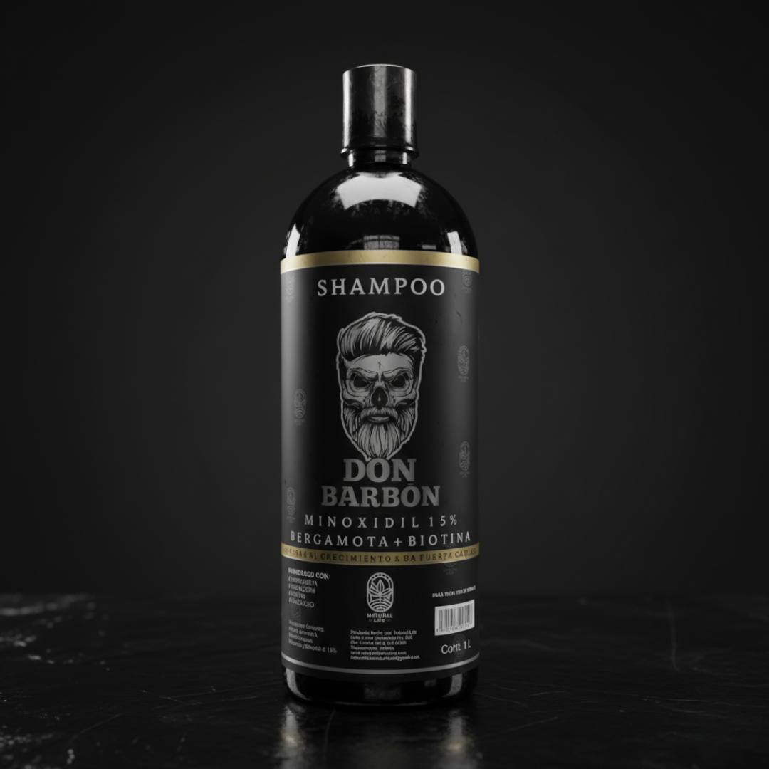 Shampoo Don Barbón 1 litro con Minoxidil 15% y Bergamota