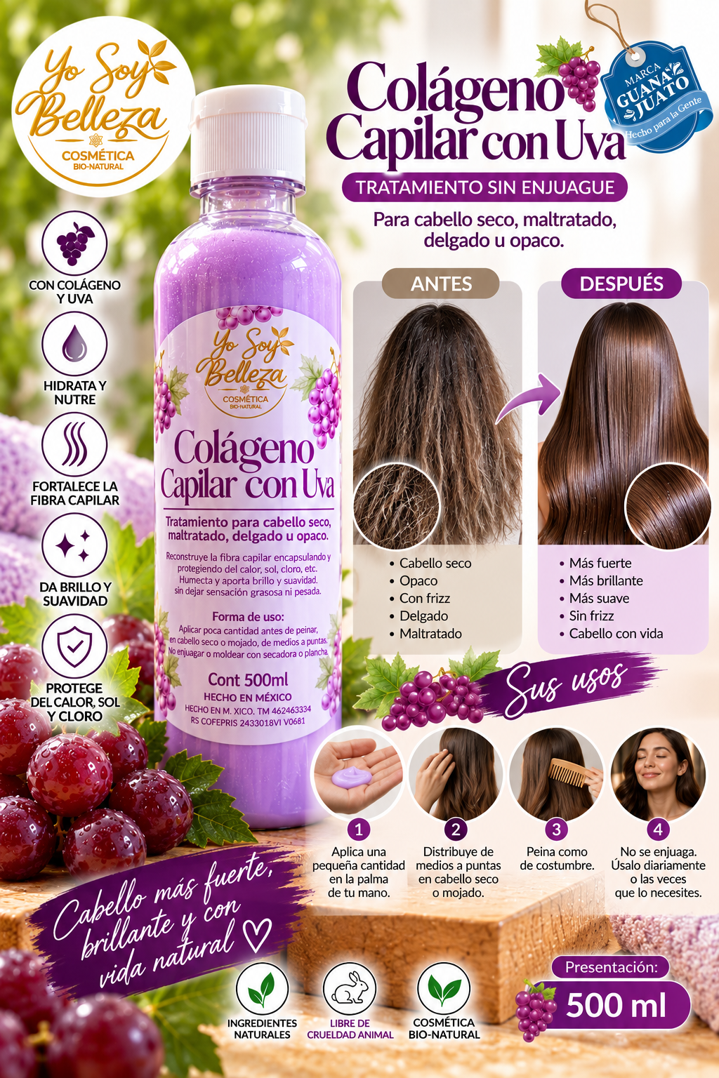 Colágeno capilar con UVA de 500 ml