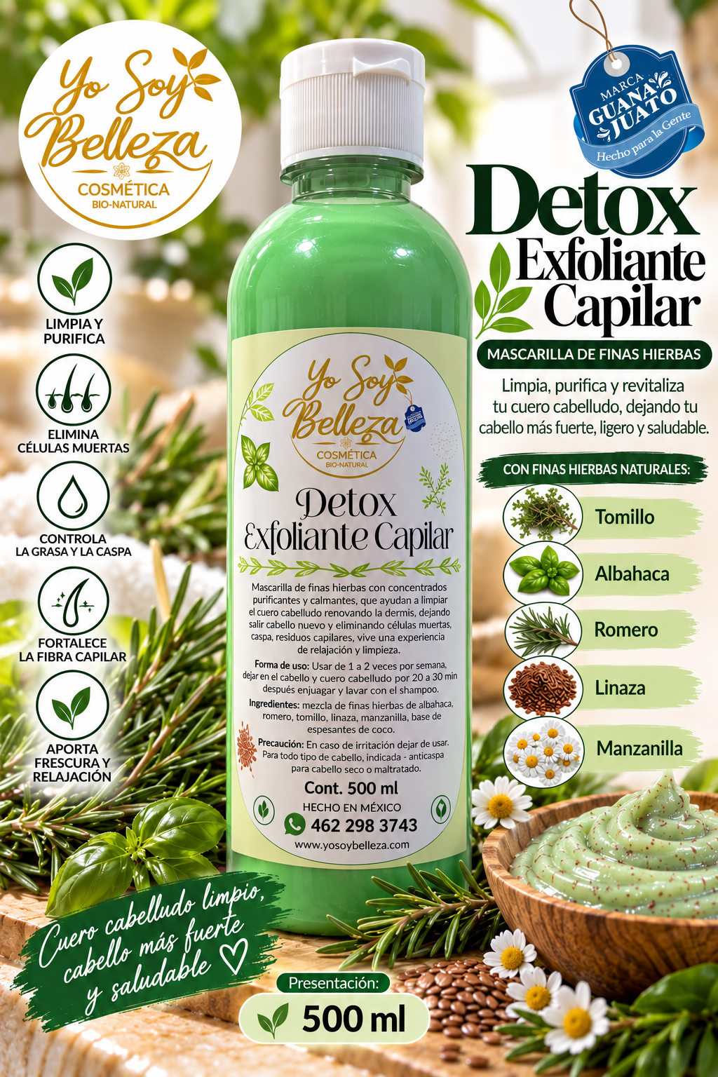 Mascarilla DETOX capilar finas hierbas 500 ml