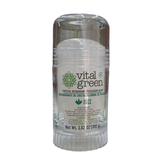 DESODORANTE DE CRISTAL ALUMBRE DE POTASIO ALOE VERA C/100 GR VITAL GREEN