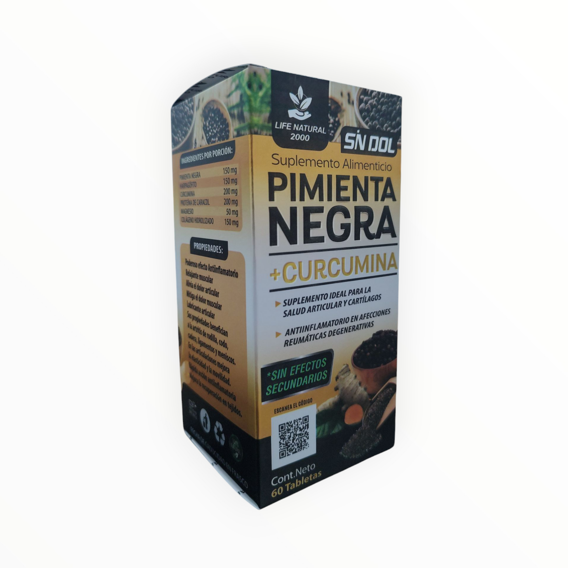 SN Dol Pimienta Negra + Curcumina 60 tabletas Life Natural