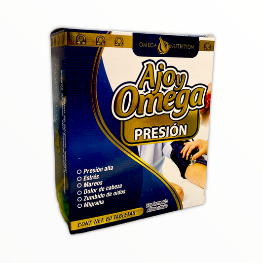 ajo y omega presión suplemento alimenticio 60 tabletas