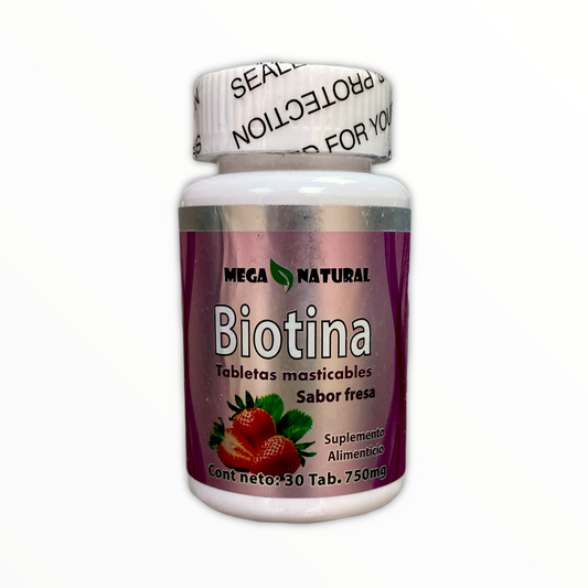 biotina masticable 30 tabletas 750 mg mega natural