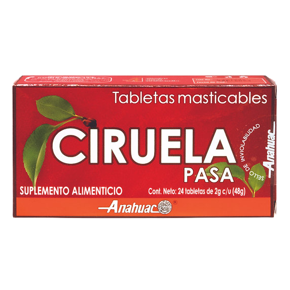 ciruela pasa suplemento alimenticio 24 tabletas 2 g anahuac