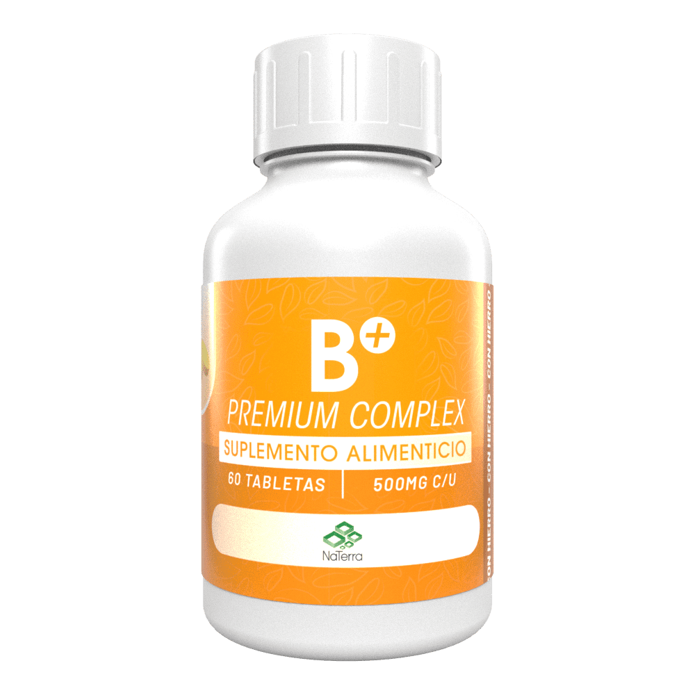 complejo b+ premium complex con hierro 60 tabletas 500 mg naterra