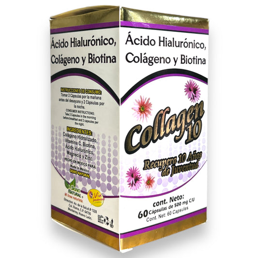 Collagen 10 Ácido Hialurónico Biotina 60 cápsulas