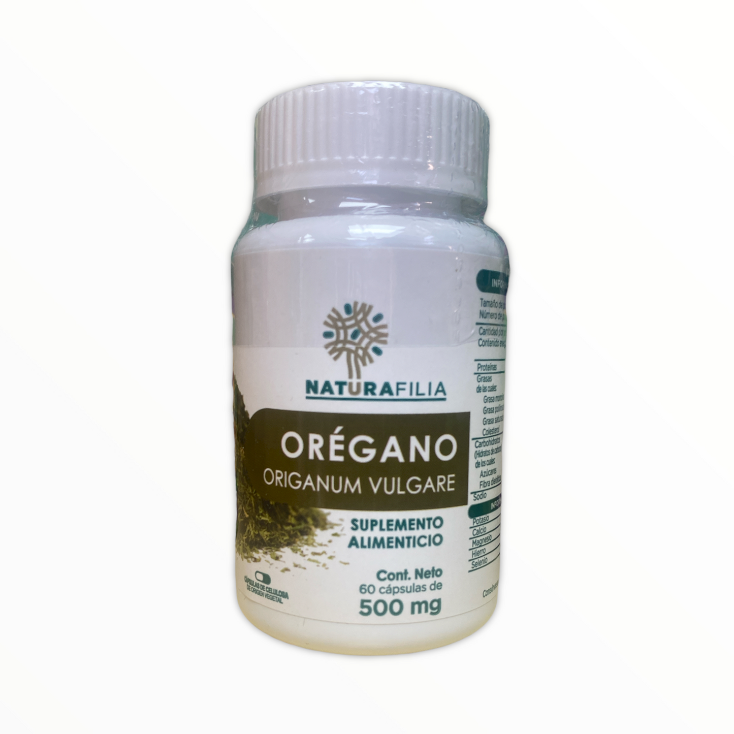 orégano suplemento alimenticio 60 cápsulas 500 mg naturafilia