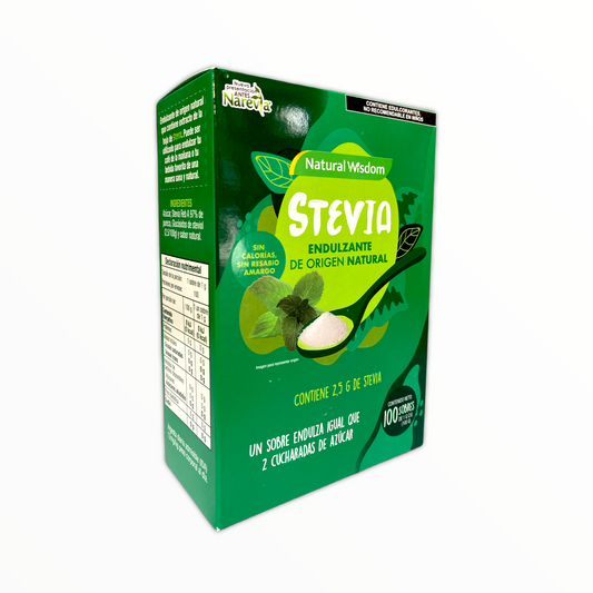 Endulzante Stevia 100 sobres Natural Wisdom